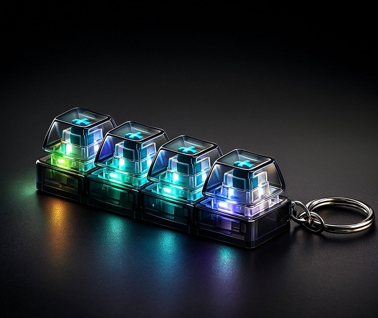💥Mini Tastiera Meccanica Portachiavi 4 Tasti – Gadget Antistress