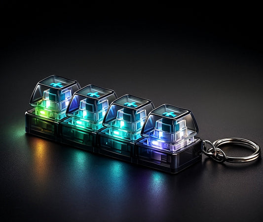 💥Mini Tastiera Meccanica Portachiavi 4 Tasti – Gadget Antistress